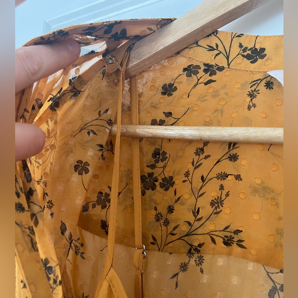 Nanette Lepore midi dress floral mustard belted size 6 - Picture 8 of 11